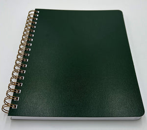 Hunter green covers are made of thick 17pt heavy duty cardstock with a kidskin leathergrain/leatherette finish that looks professional.
