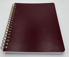 Load image into Gallery viewer, Maroon covers are made of thick 17pt heavy duty cardstock with a kidskin leathergrain/leatherette finish that looks professional.
